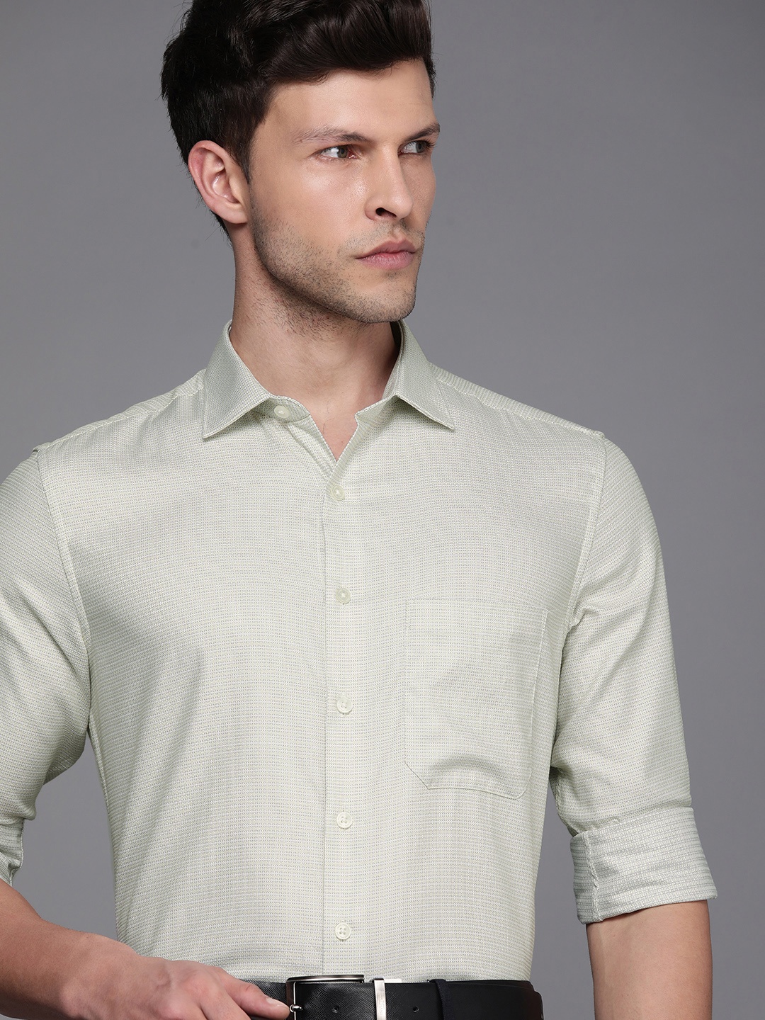 

Louis Philippe Pure Cotton Long Sleeves Classic Formal Shirt, Beige