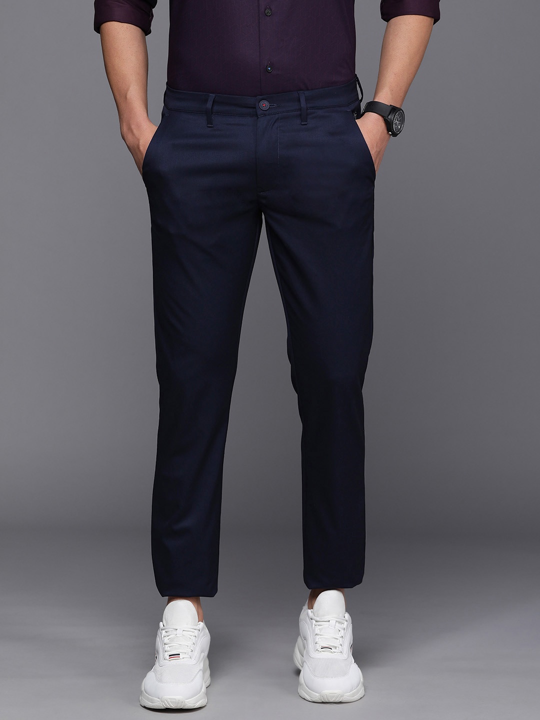 

Louis Philippe Ath Work Men Navy Blue Slim Fit Trousers