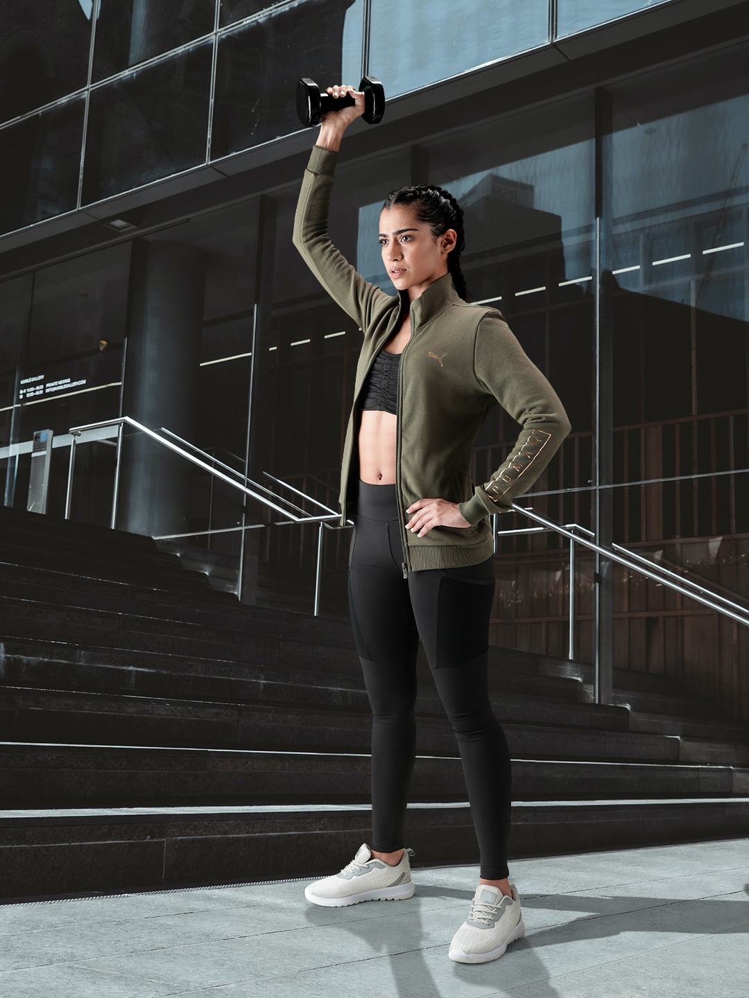 

Puma Women Regular Fit Solid Cotton Sports Jacket, Green