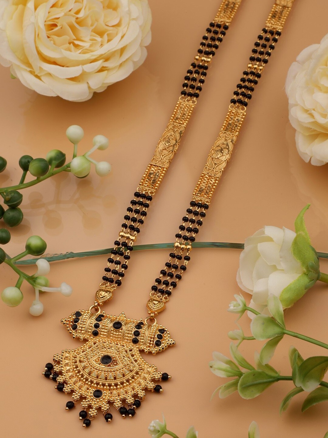 

Vita Bella Women Gold & Black Gold-Plated Alloy Mangalsutra