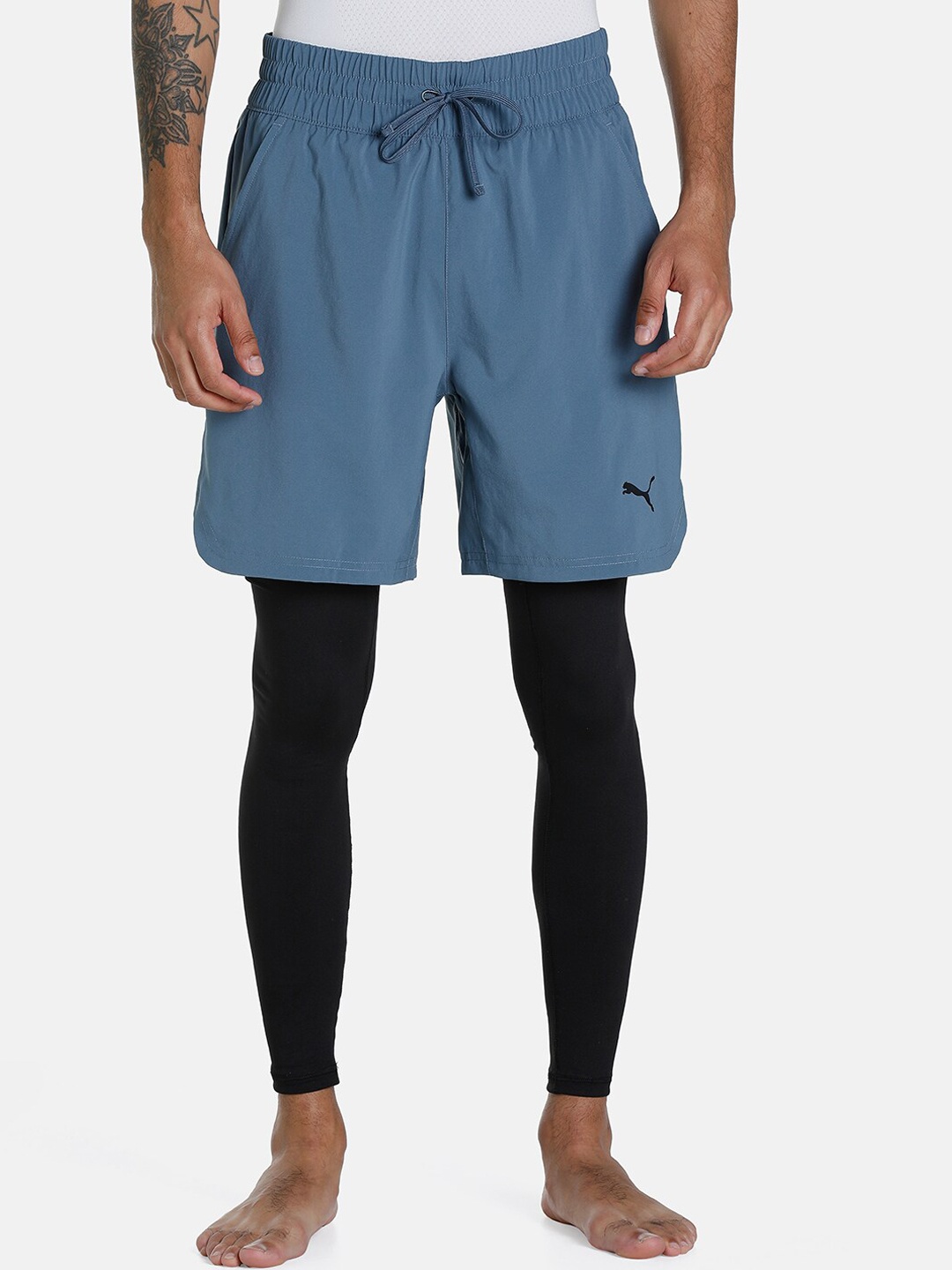

Puma Men Grey Solid Slim-Fit Shorts