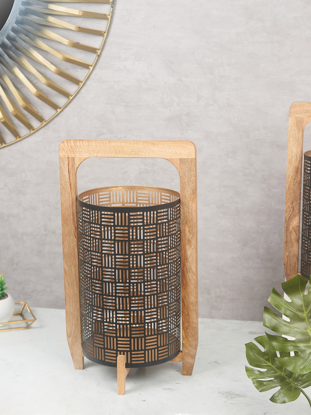 

HomeTown Black Solid Metal Floor Lantern
