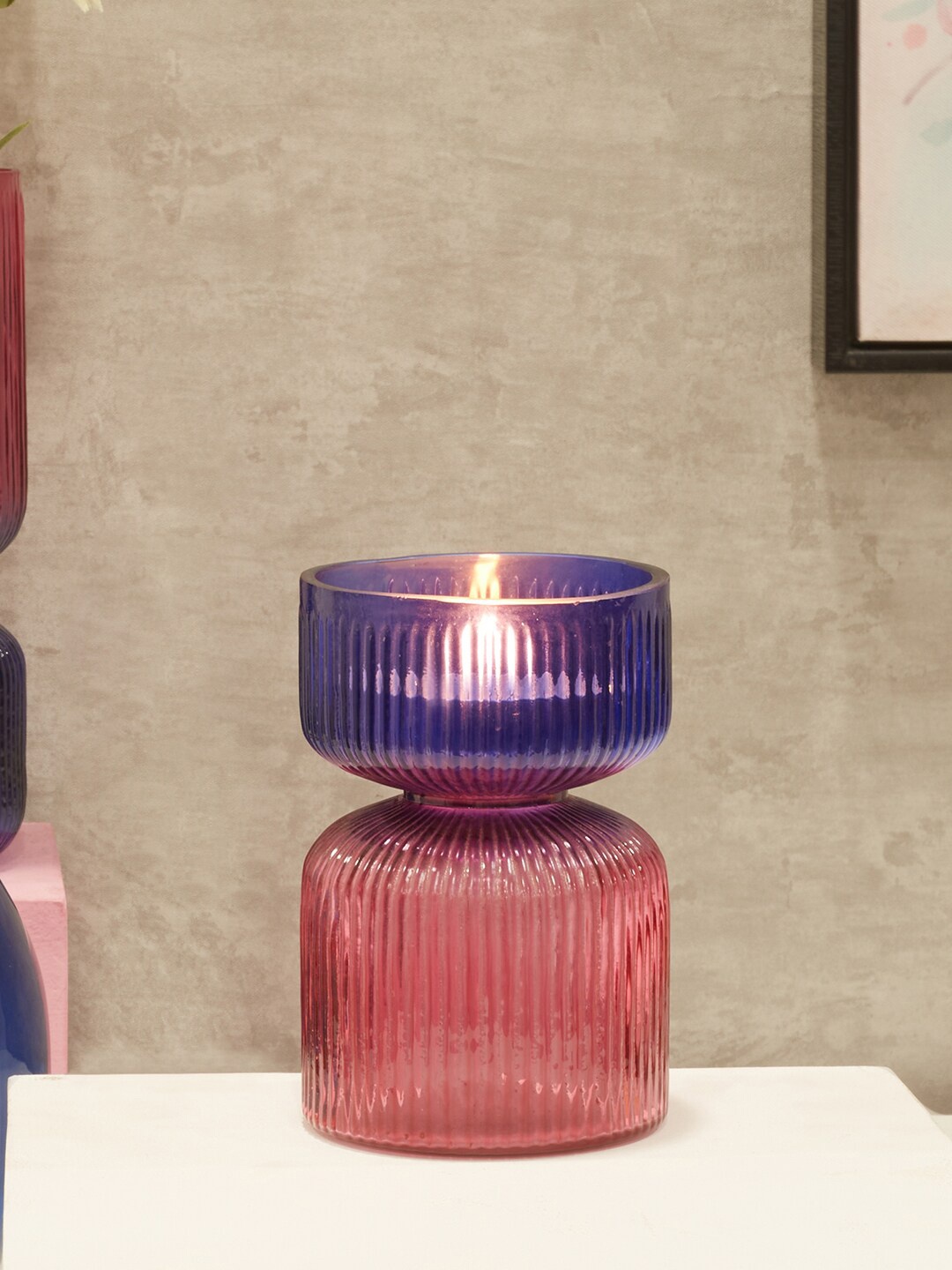 

HomeTown Pink & Blue Textured Tea-light Candle Holders