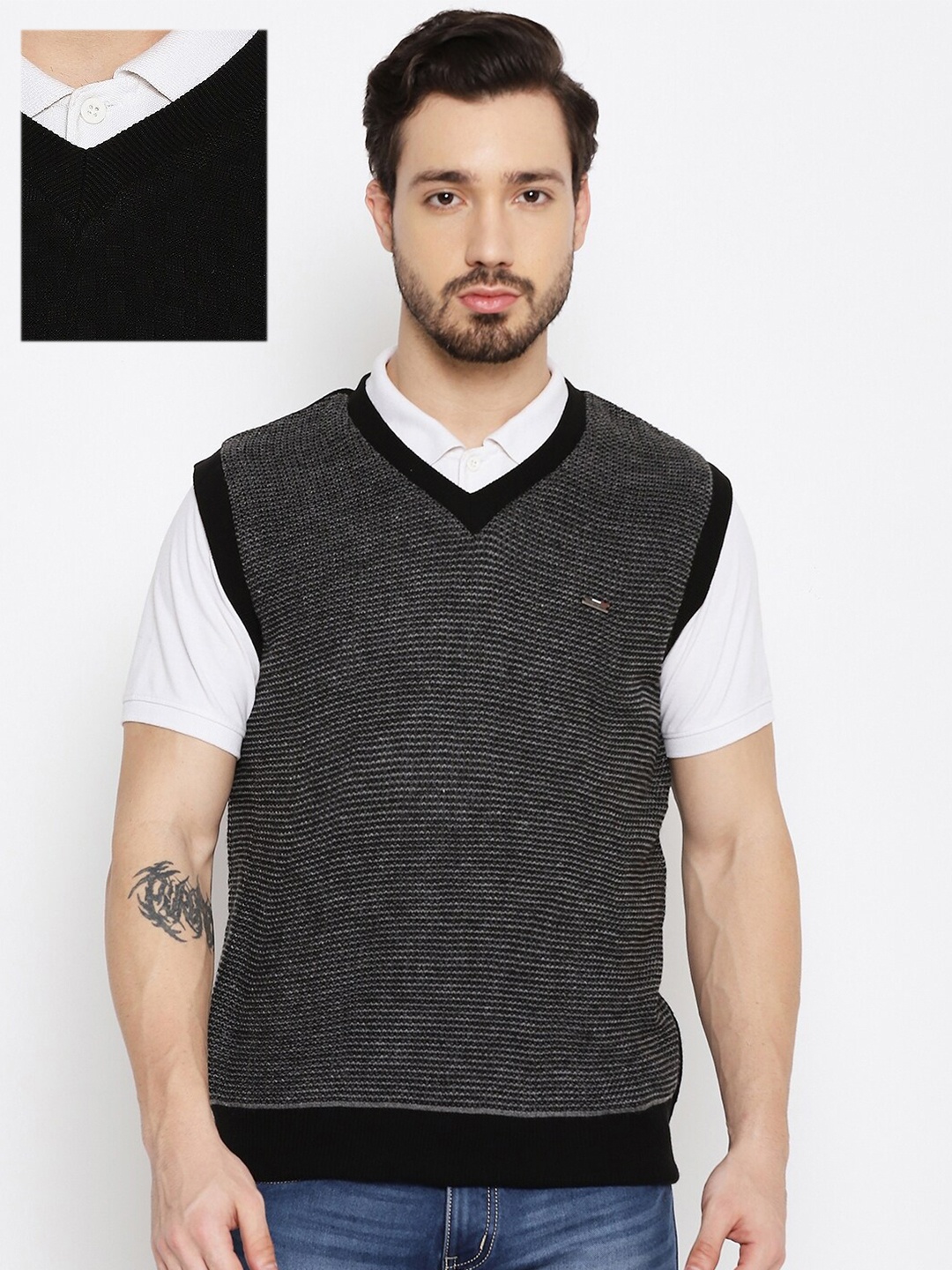 

Duke Men Black Sweater Vest