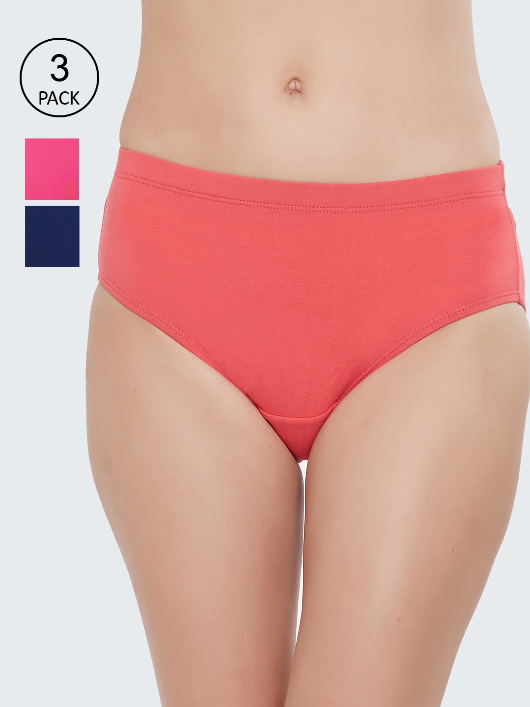 

Soie Women Pack of 3 Solid High-Rise Hipster Briefs3FCB-15 (A)PACK 8, Blue