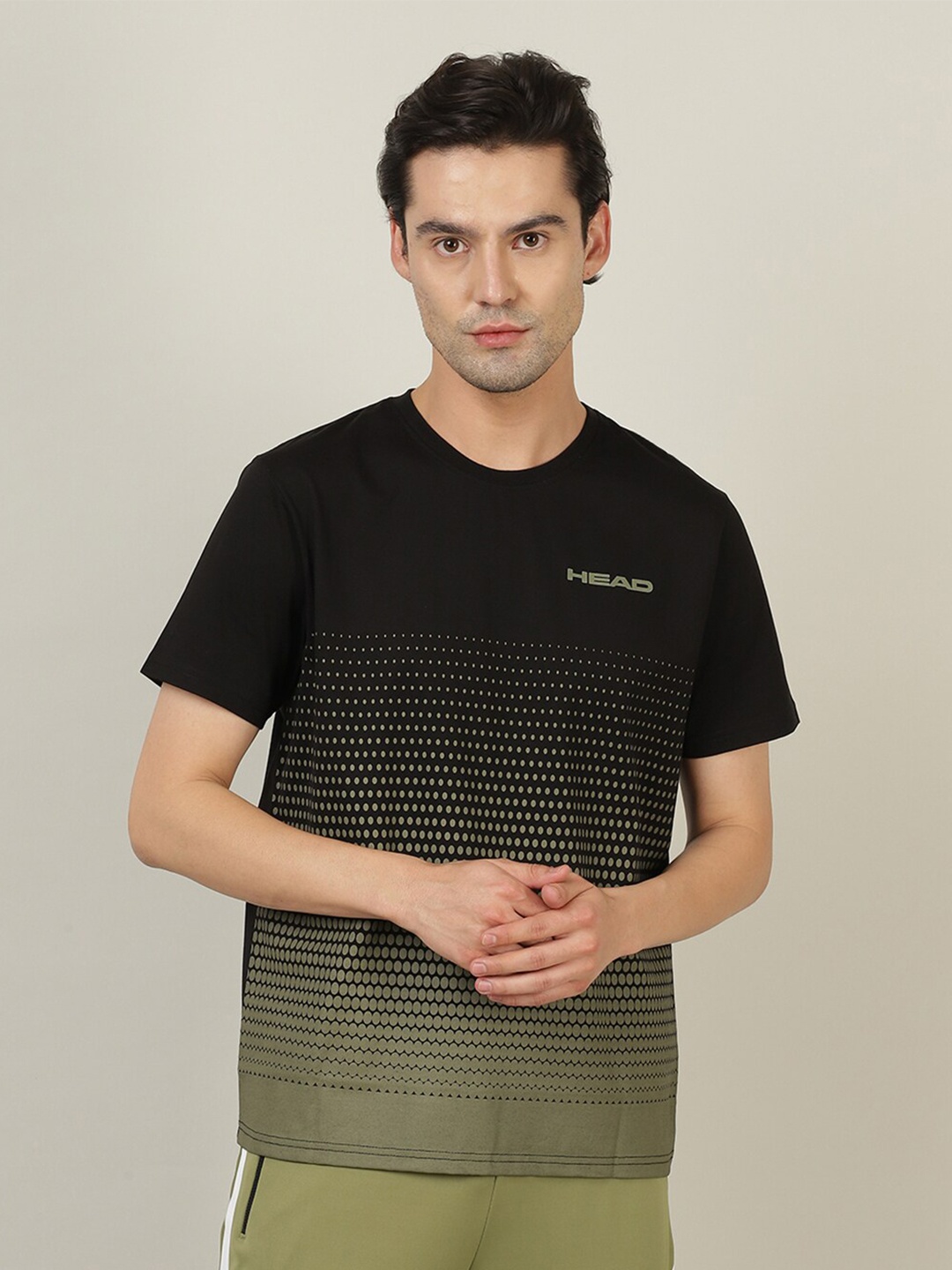 

Head Men Black Cotton Printed T-shirt