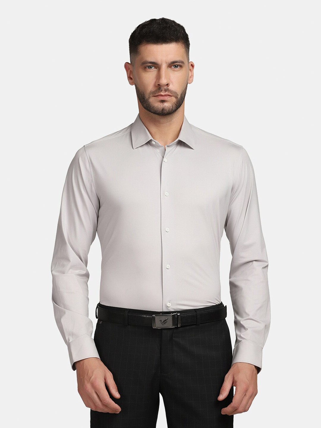 

Blackberrys Men Grey Cotton Slim Fit Formal Shirt