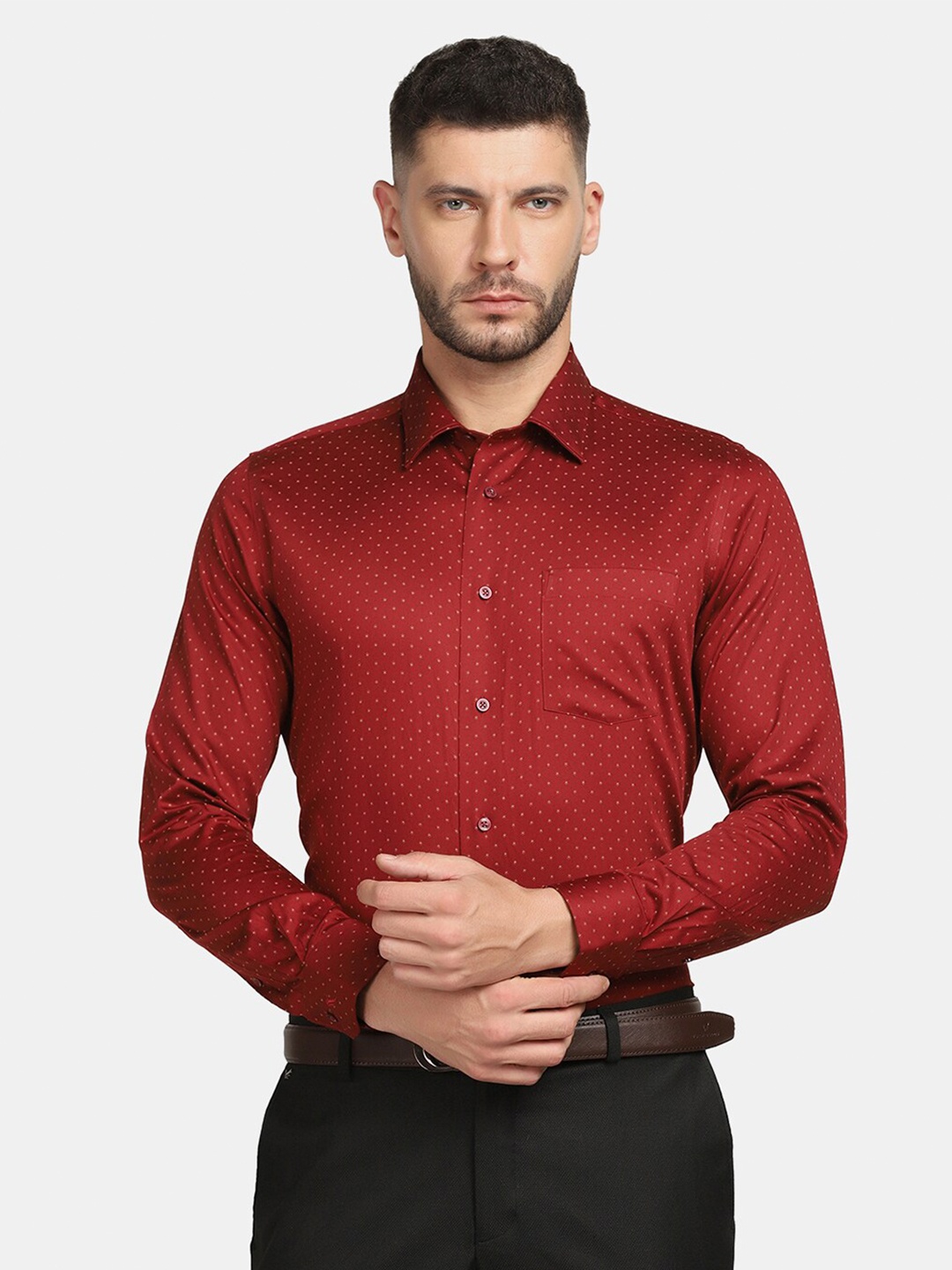 

Blackberrys Men Maroon Printed Slim Fit Casual Shirt