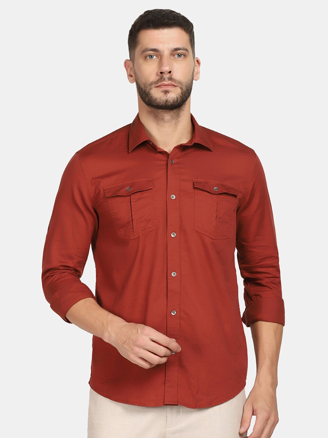 

Blackberrys Men Orange Slim Fit Casual Shirt