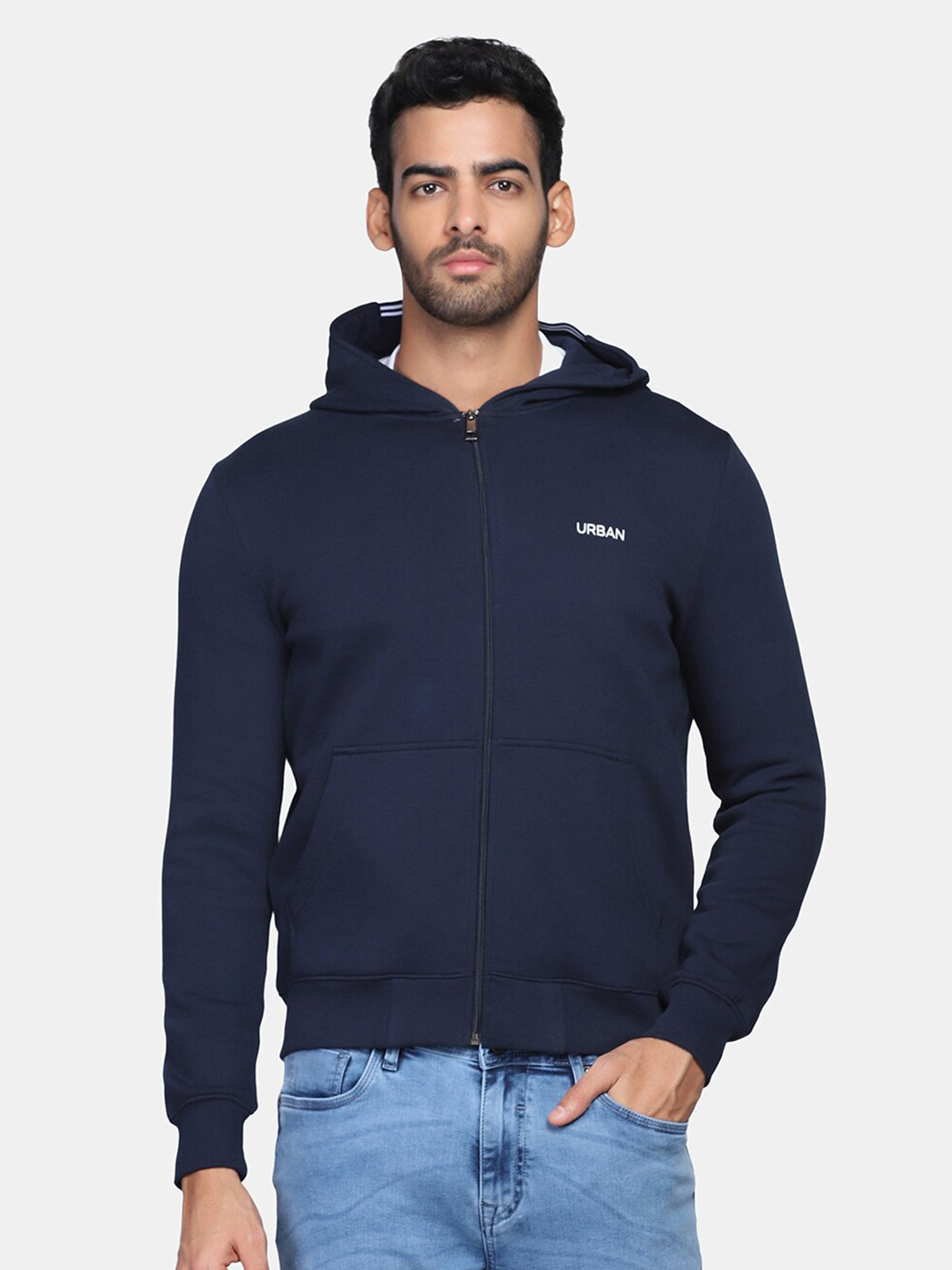 

Blackberrys Men Navy Blue Hooded Solid Sweatshirt