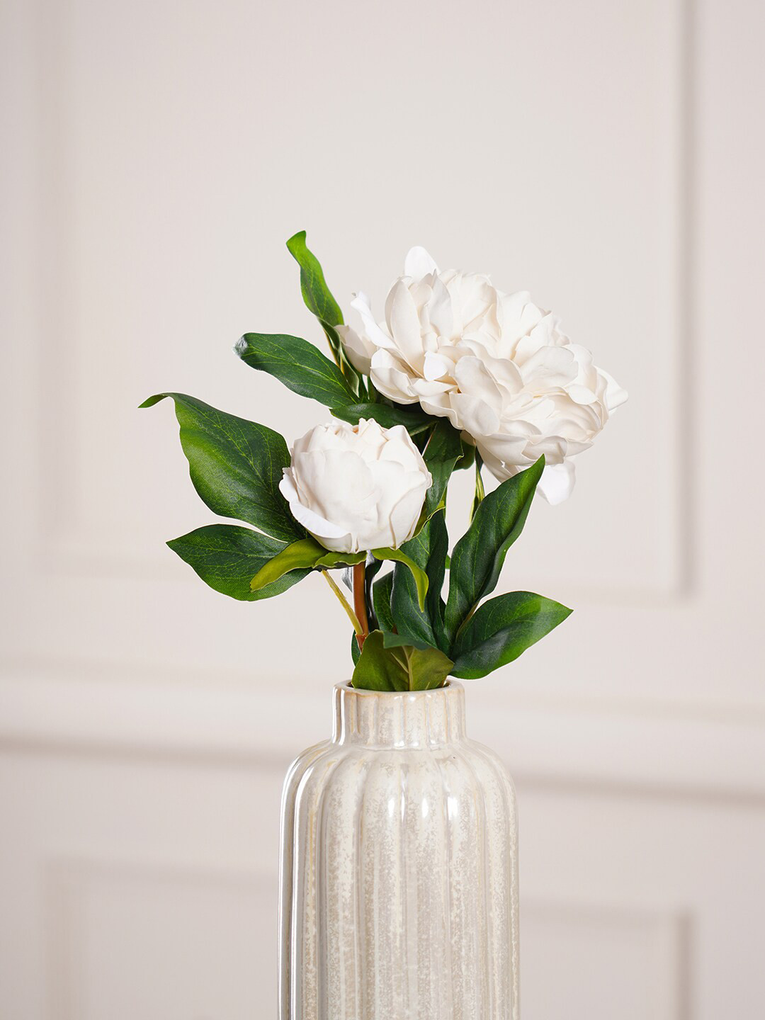 

Pure Home and Living Cream & Green Peony Artificial Flowers