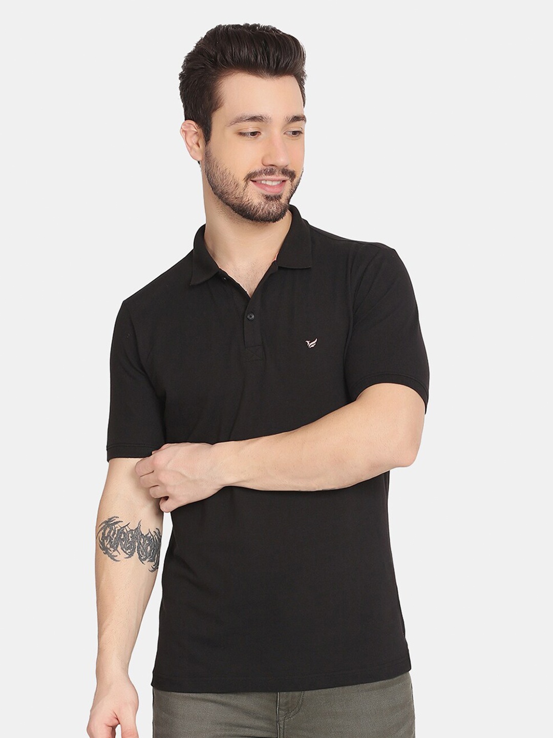 

Blackberrys Men Black Polo Collar Slim Fit Cotton T-shirt