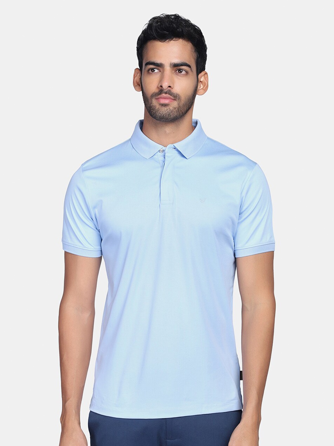 

Blackberrys Men Blue Cotton Polo Collar Slim Fit T-shirt