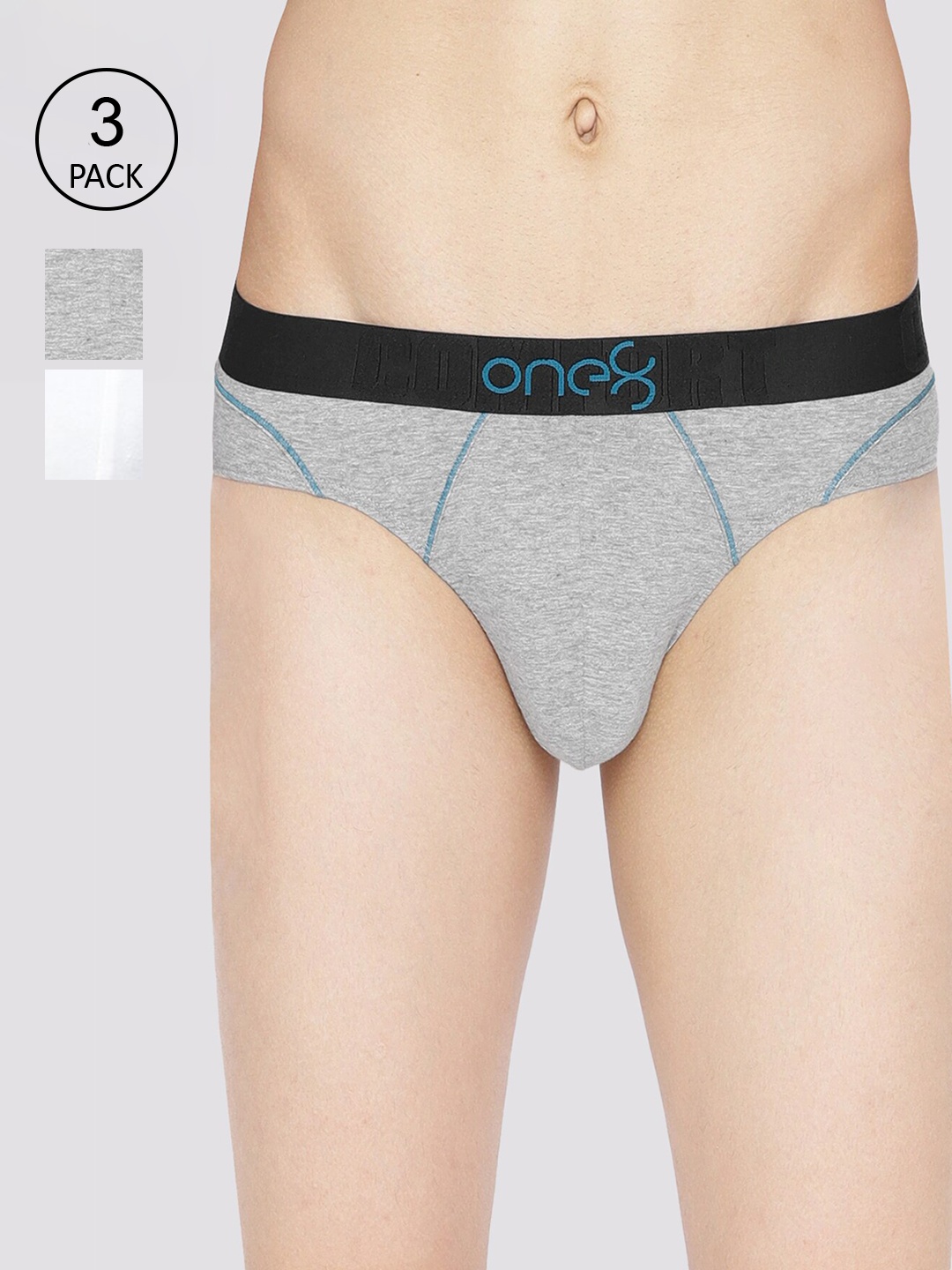 

one8 by Virat Kohli Men Pack Of 3 Anti-bacterial Solid Basic Briefs, White