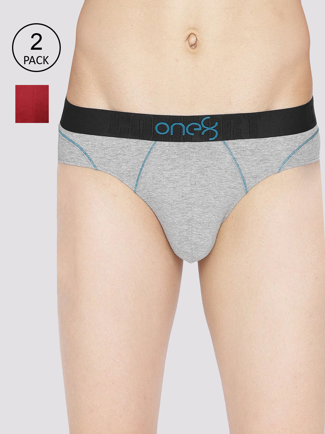 

one8 by Virat Kohli Men Pack Of 2 Solid Basic Briefs, Grey