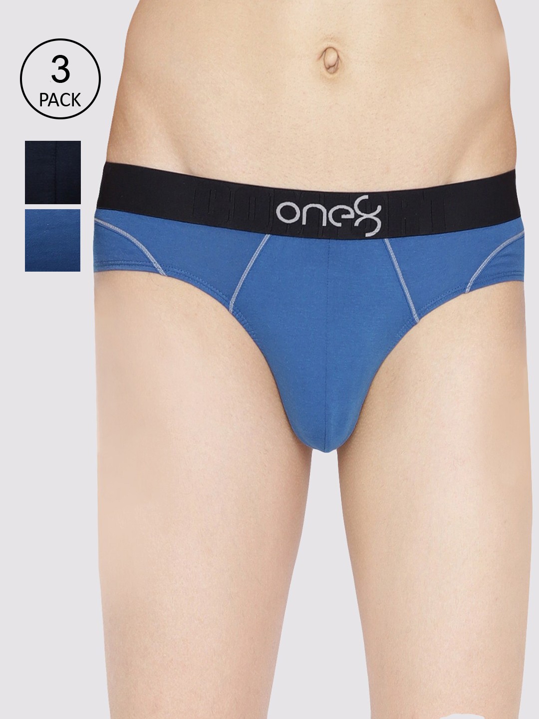 

one8 by Virat Kohli Men Pack Of 3 Cotton Basic Briefs 103-PO3-RBLUE, Blue