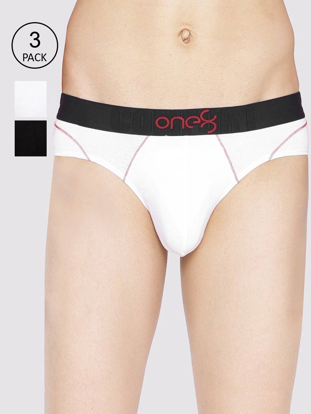 

one8 by Virat Kohli Men Pack Of 3 solid Basic Briefs 103-PO3, White