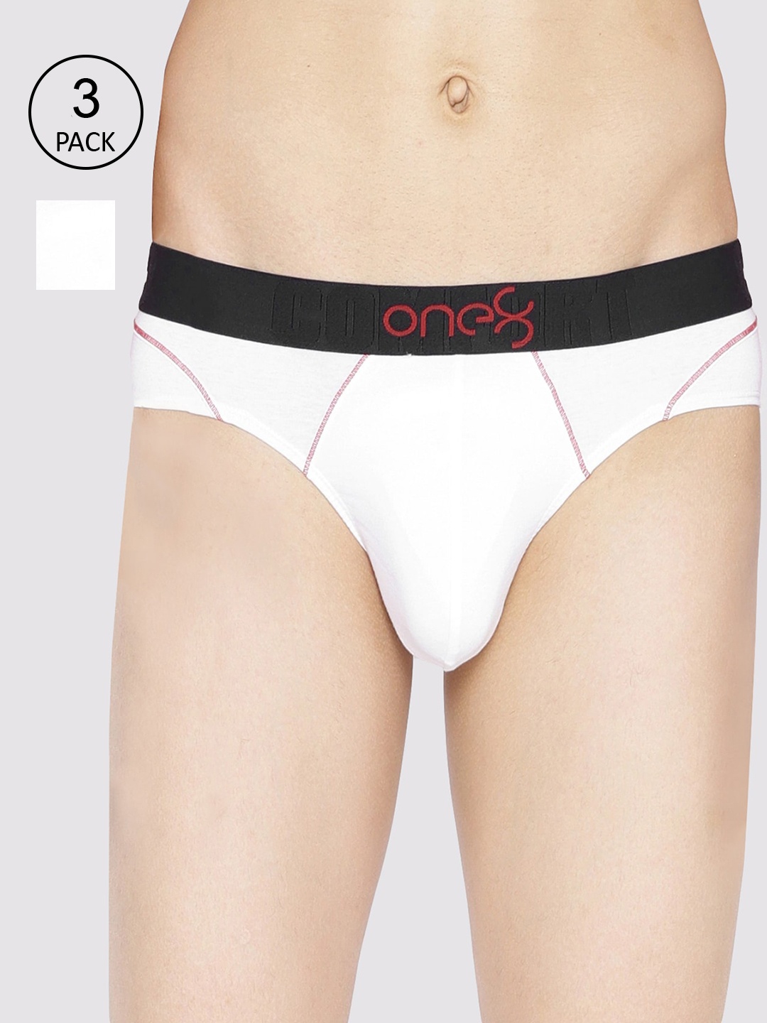 

one8 by Virat Kohli Men Pack Of 3 White Solid Basic Briefs 103-PO3