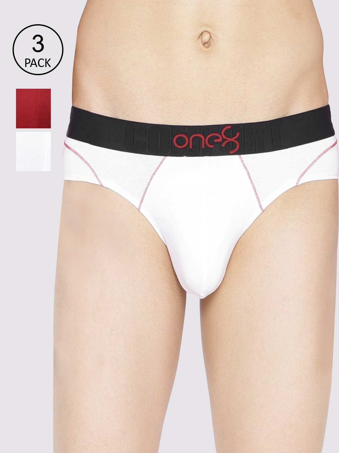 

one8 by Virat Kohli Men Pack Of 3 Solid Basic Briefs, White
