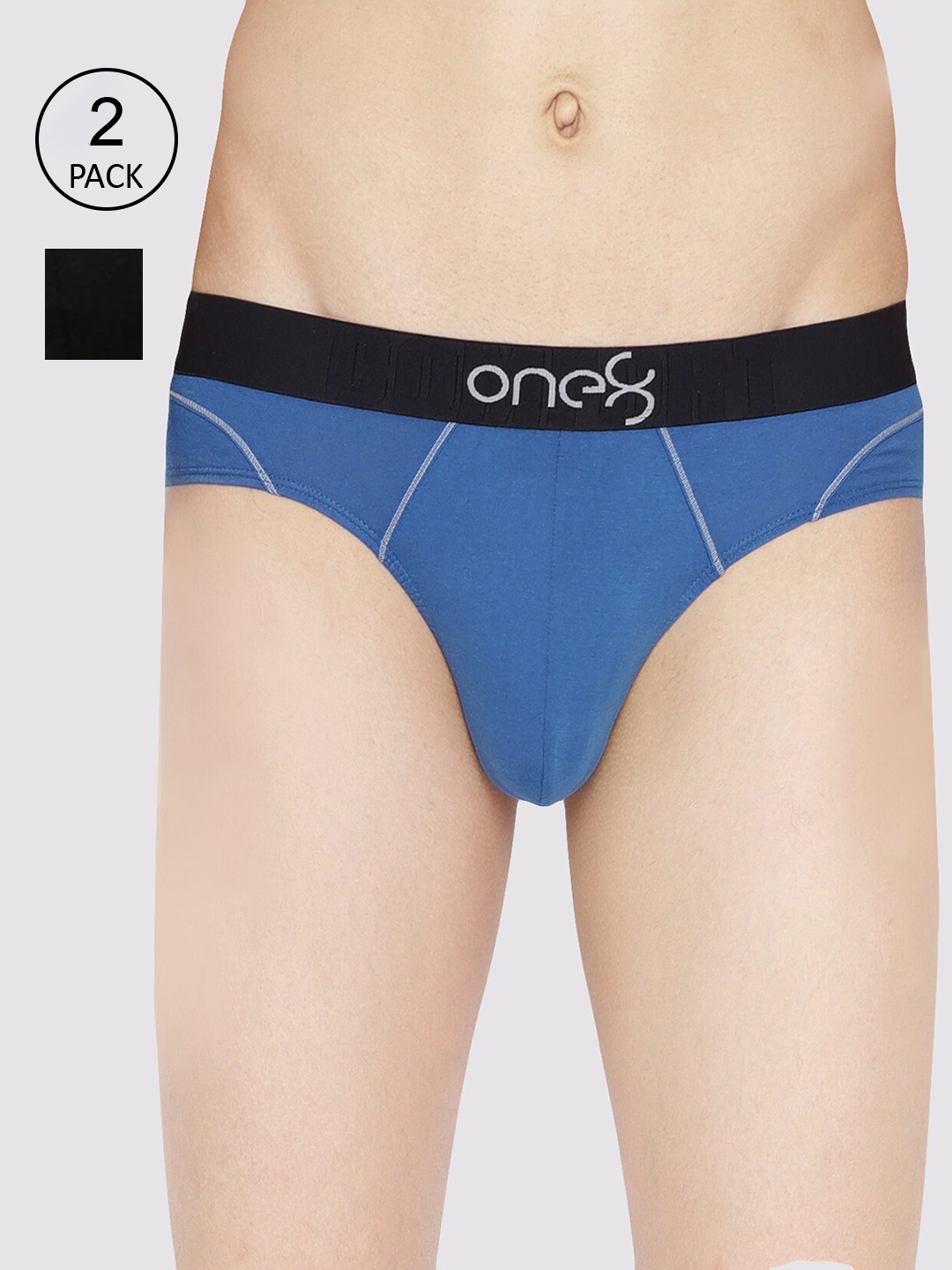 

one8 by Virat Kohli Men Pack Of 3 Solid Basic Briefs, Blue