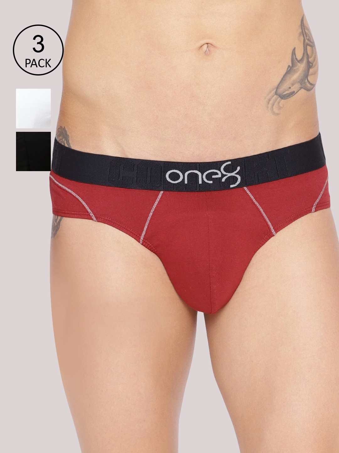 

one8 by Virat Kohli Men Pack Of 3 Basic Briefs, Maroon