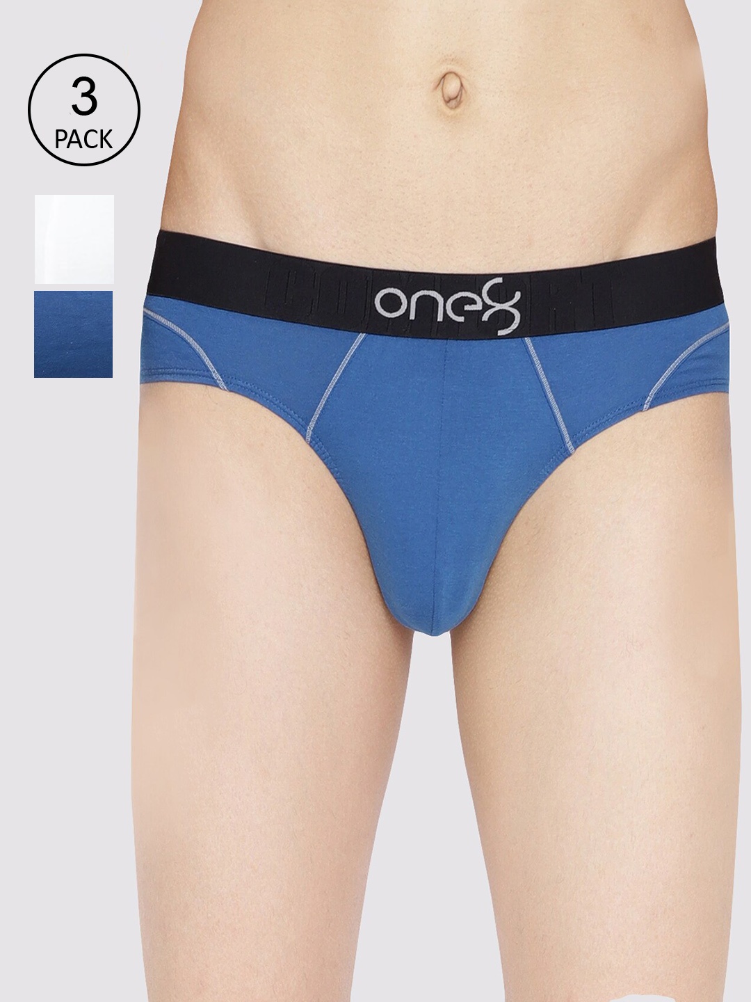 

one8 by Virat Kohli Men Pack Of 3 Solid Basic Briefs, White