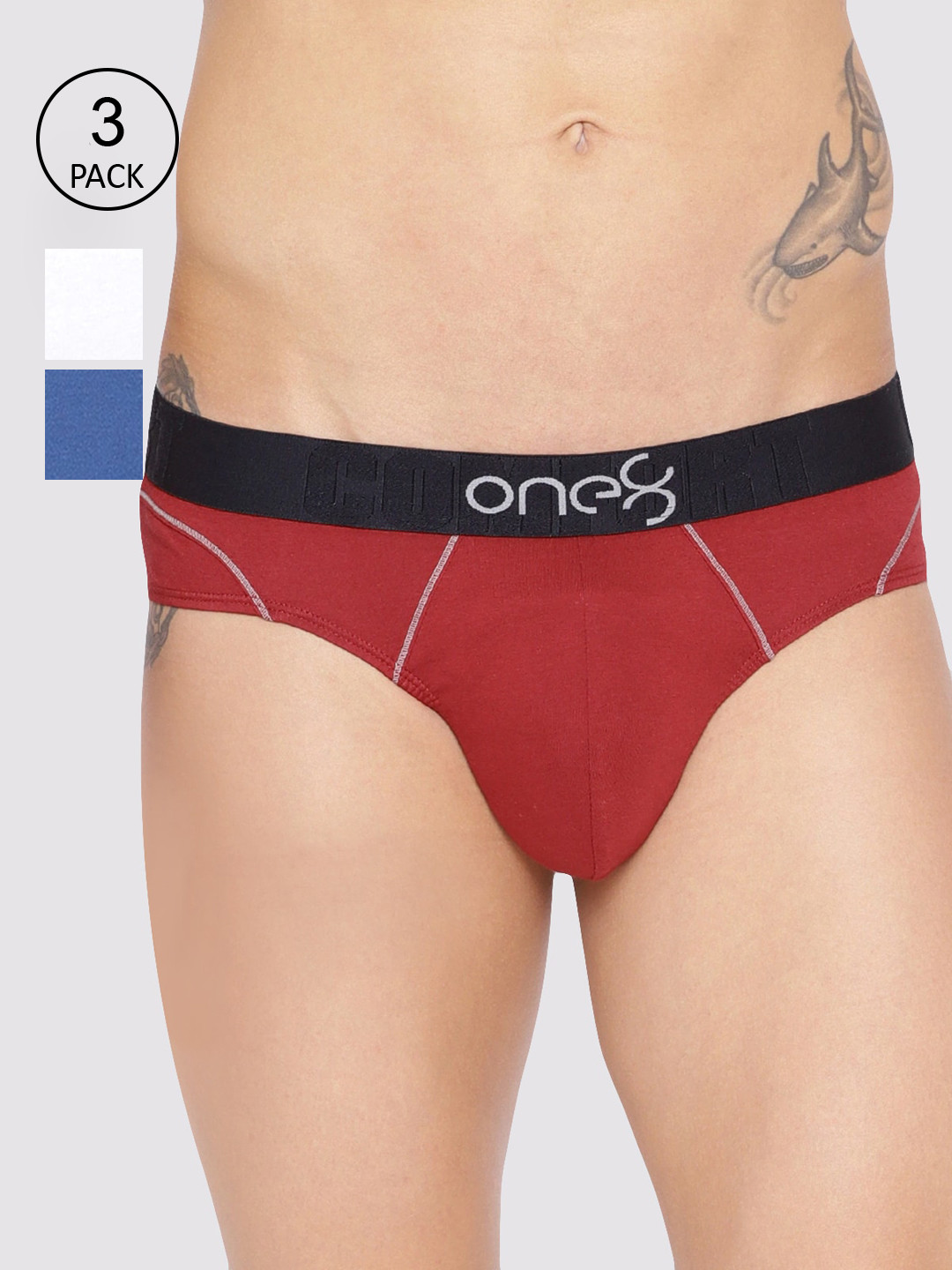 

one8 by Virat Kohli Men Pack Of 3 Solid Briefs, Red