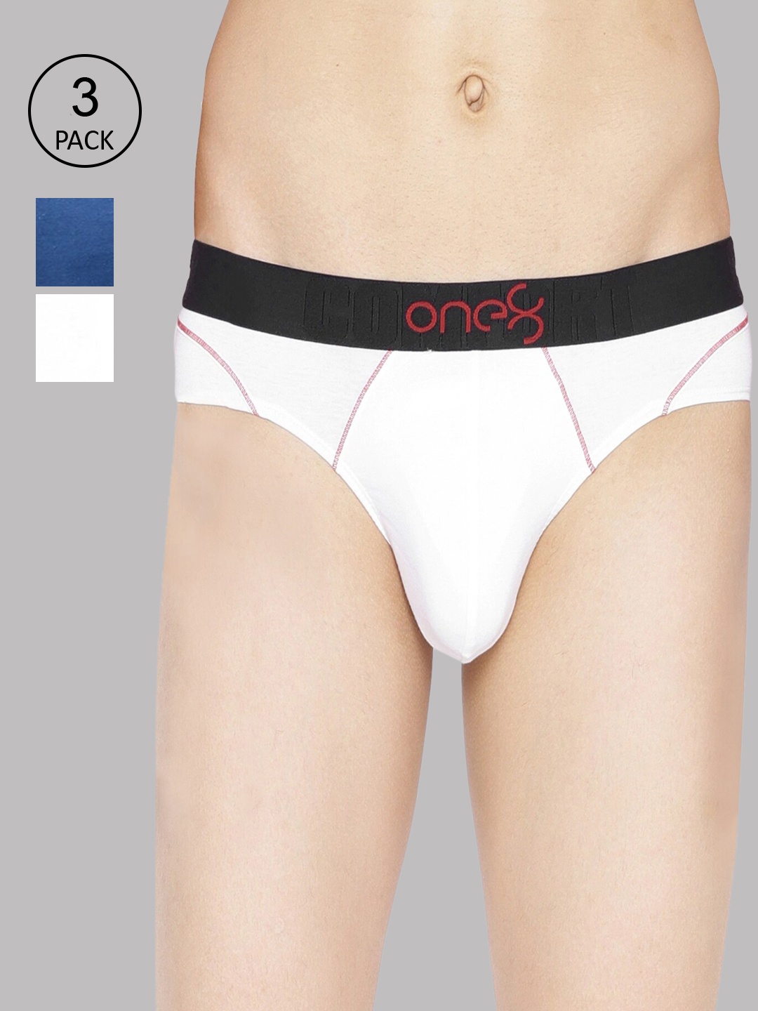 

one8 by Virat Kohli Men Pack Of 3 Solid Basic Briefs 103-PO3, White