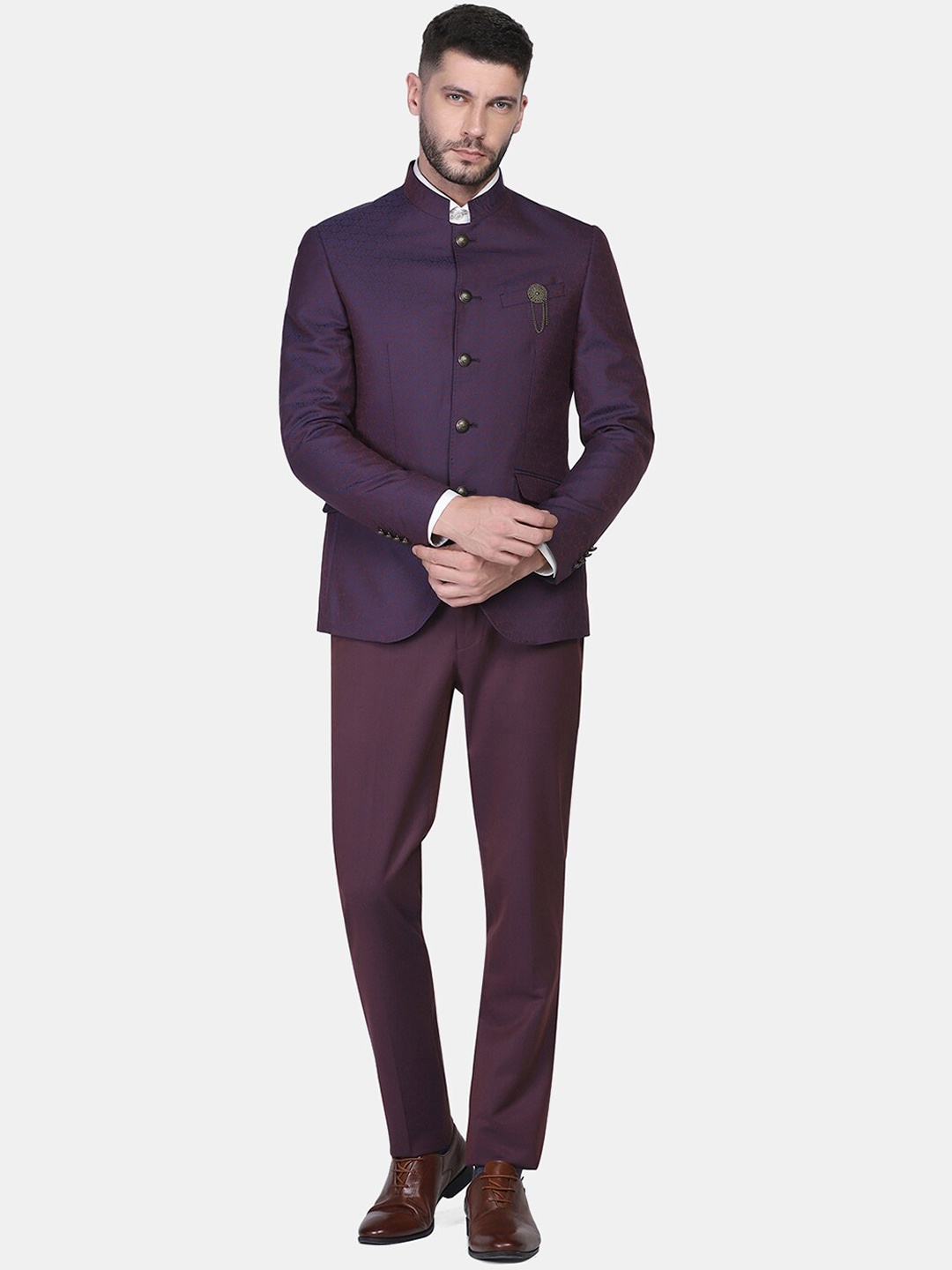 

Blackberrys Men Maroon Solid Single-Breasted 2-Piece Formal Suit