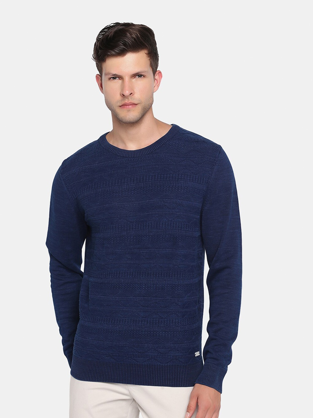 

Blackberrys Men Blue Cable Knit Pullover