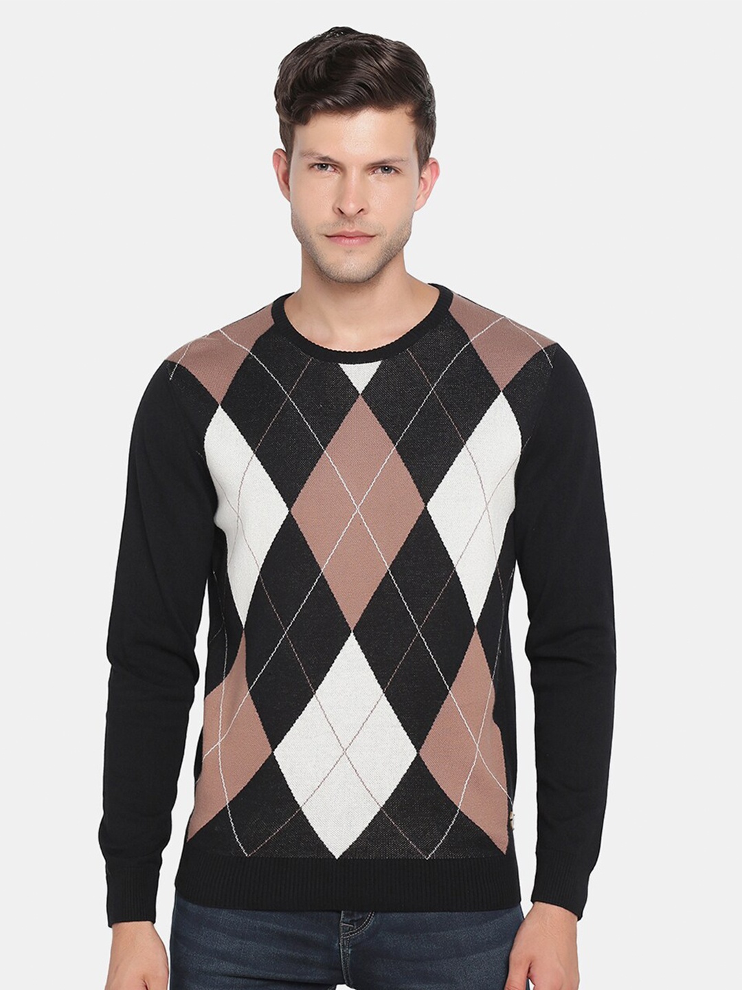 

Blackberrys Men Black & Brown Cotton Pullover