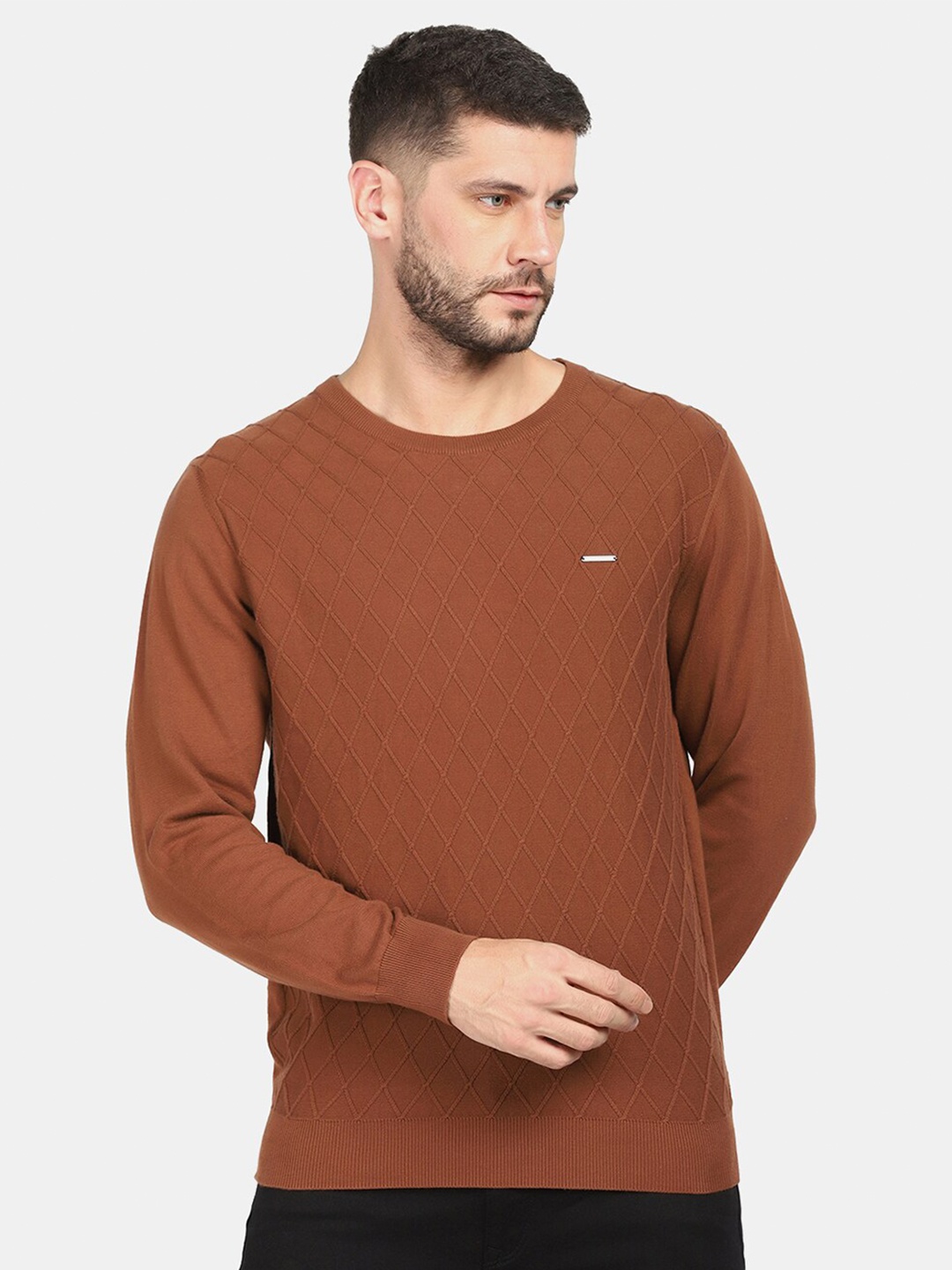 

Blackberrys Men Brown Checked Pullover Sweater