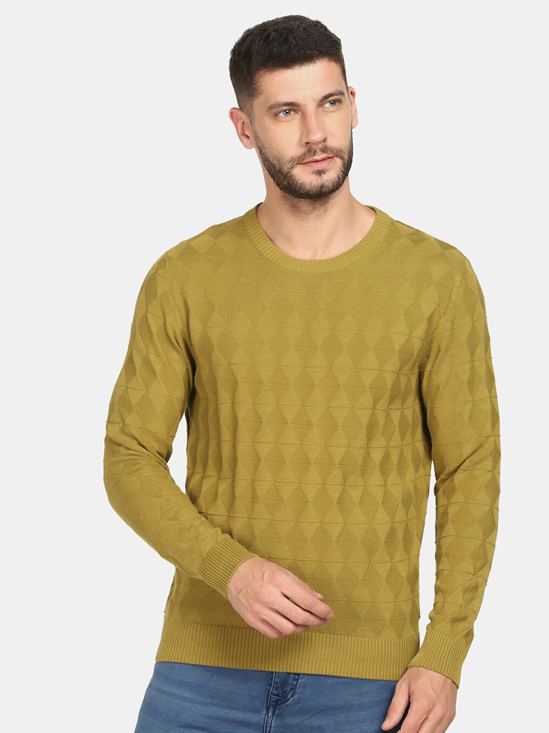 

Blackberrys Men Green Geometric Pullover