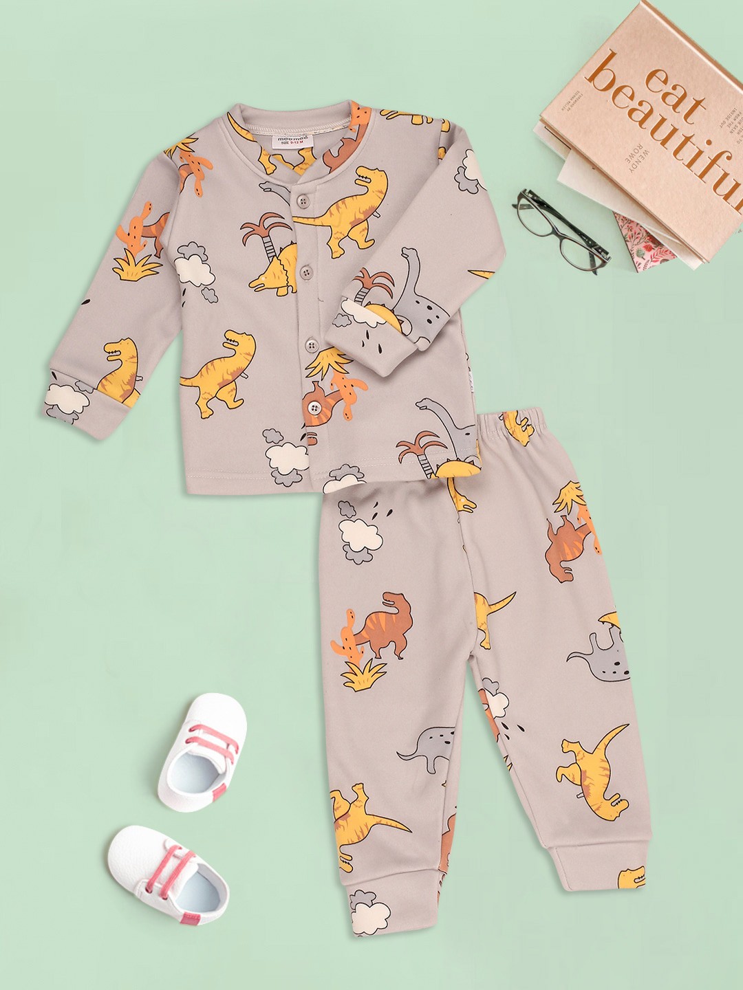 

MeeMee Kids Purple & Beige Printed Night suit