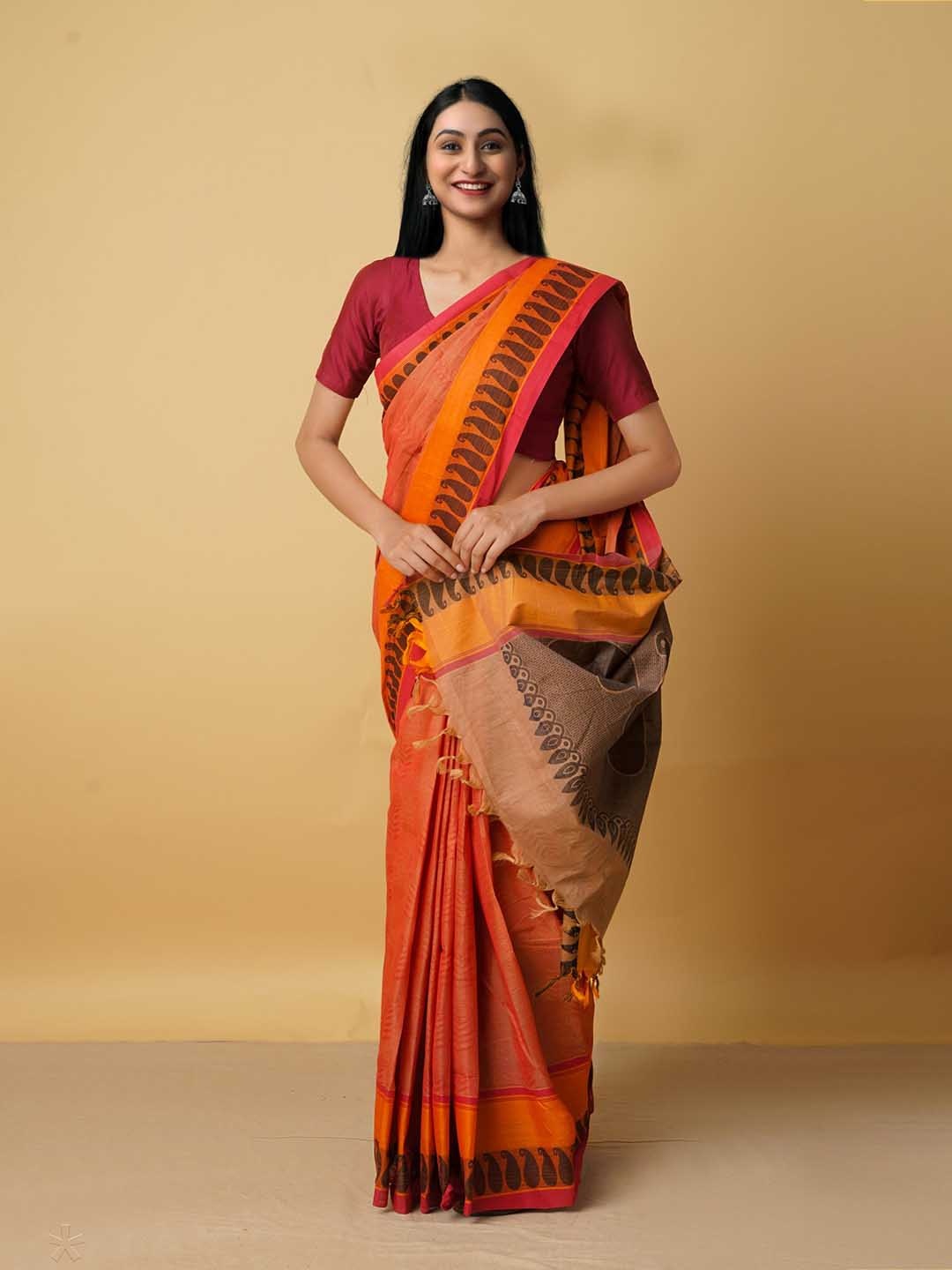 

Unnati Silks Red & Pink Ethnic Motifs Pure Cotton Mysore Silk Saree