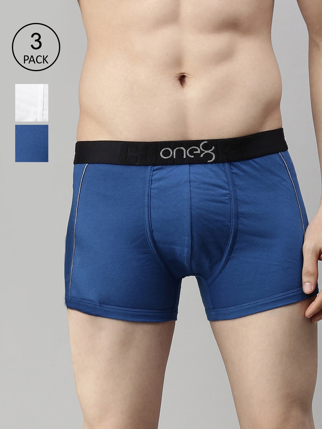 

one8 by Virat Kohli Men Pack of 3 Solid Pure Cotton Trunks, White