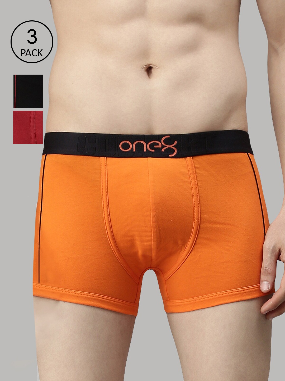 

one8 by Virat Kohli Men Pack Of 3 Solid Trunks, Black
