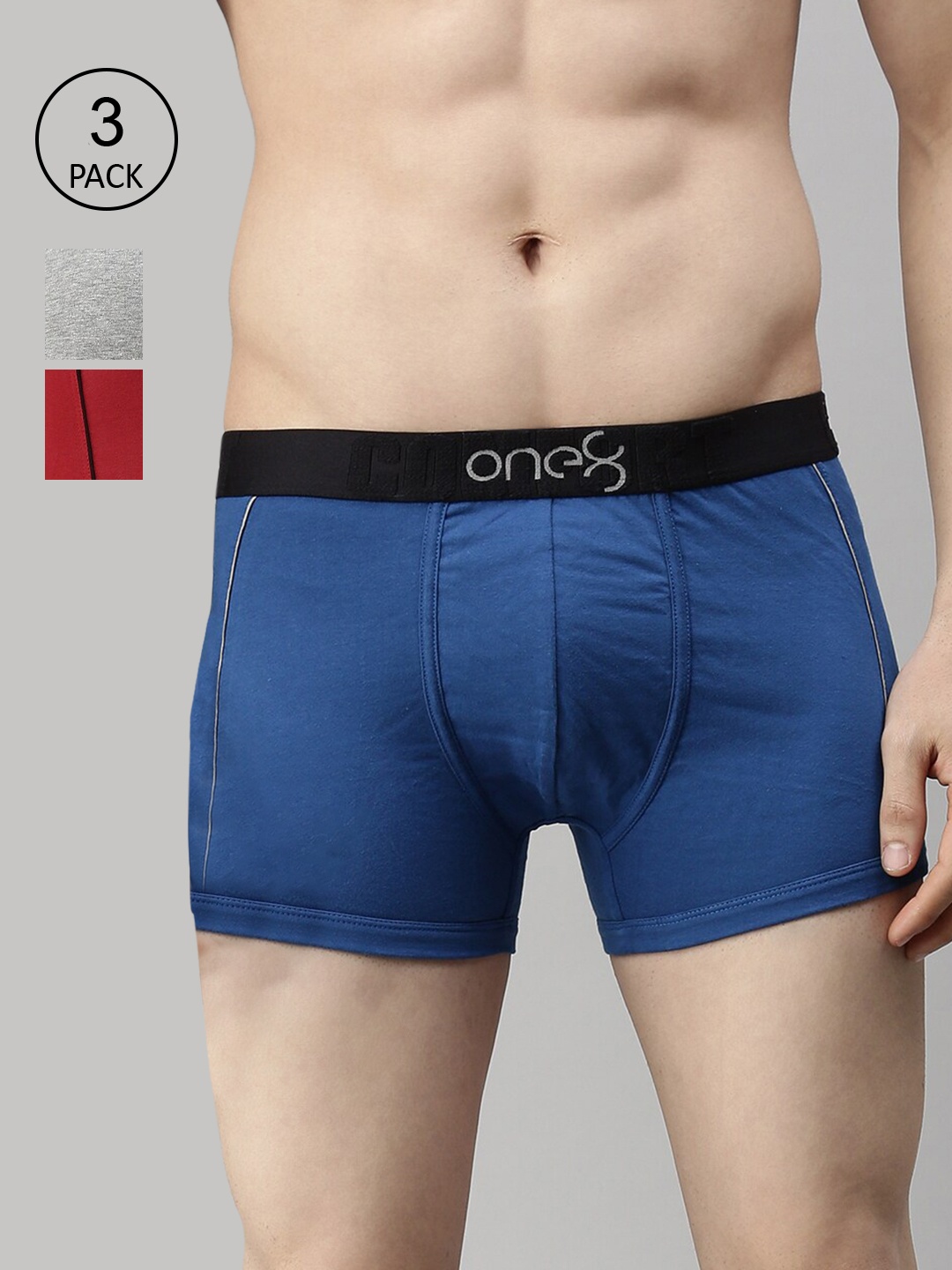 

one8 by Virat Kohli Men Pack Of 3 Solid Trunks, Blue