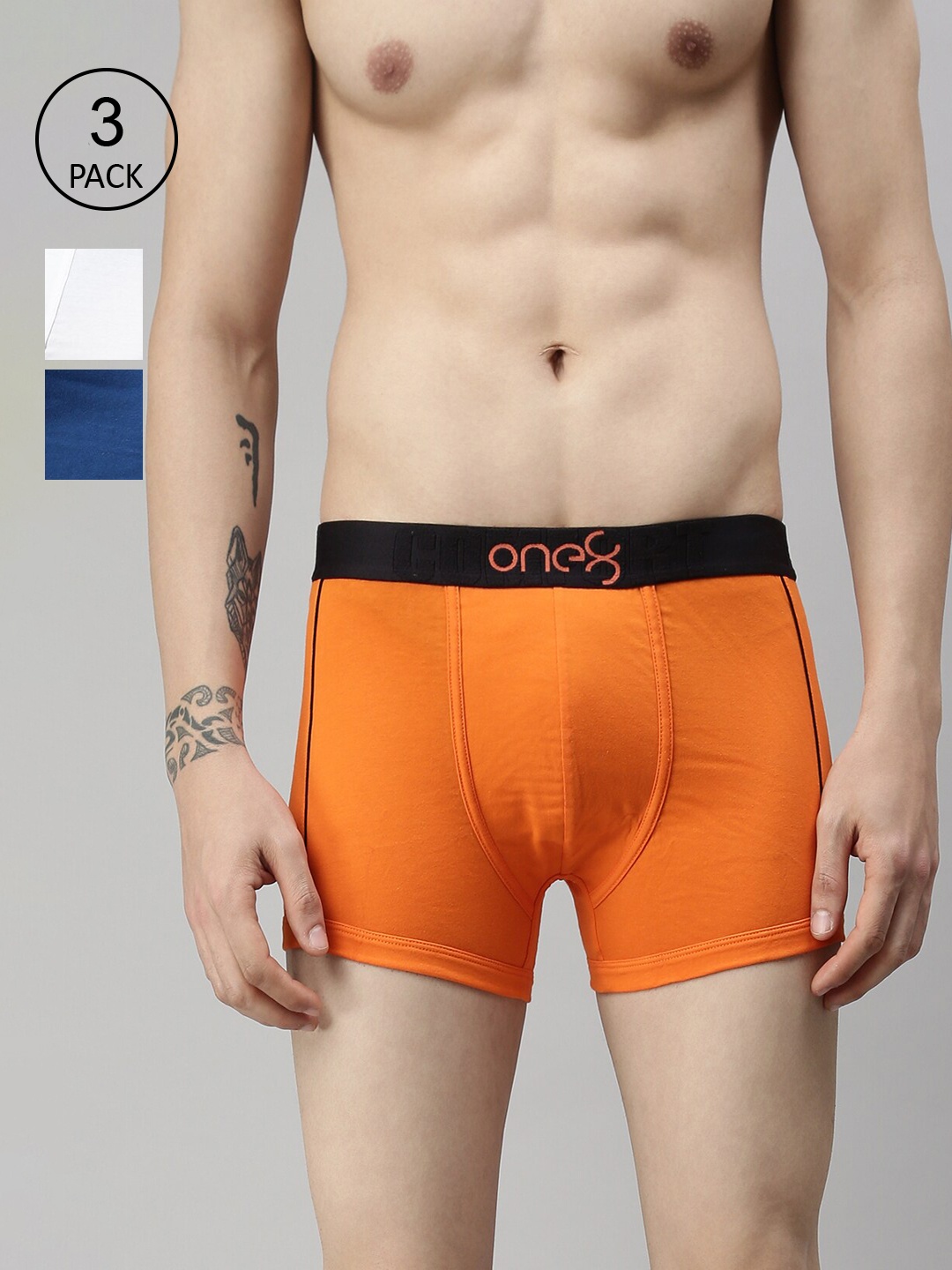 

one8 by Virat Kohli Men Pack Of 3 Solid Cotton Trunks, White