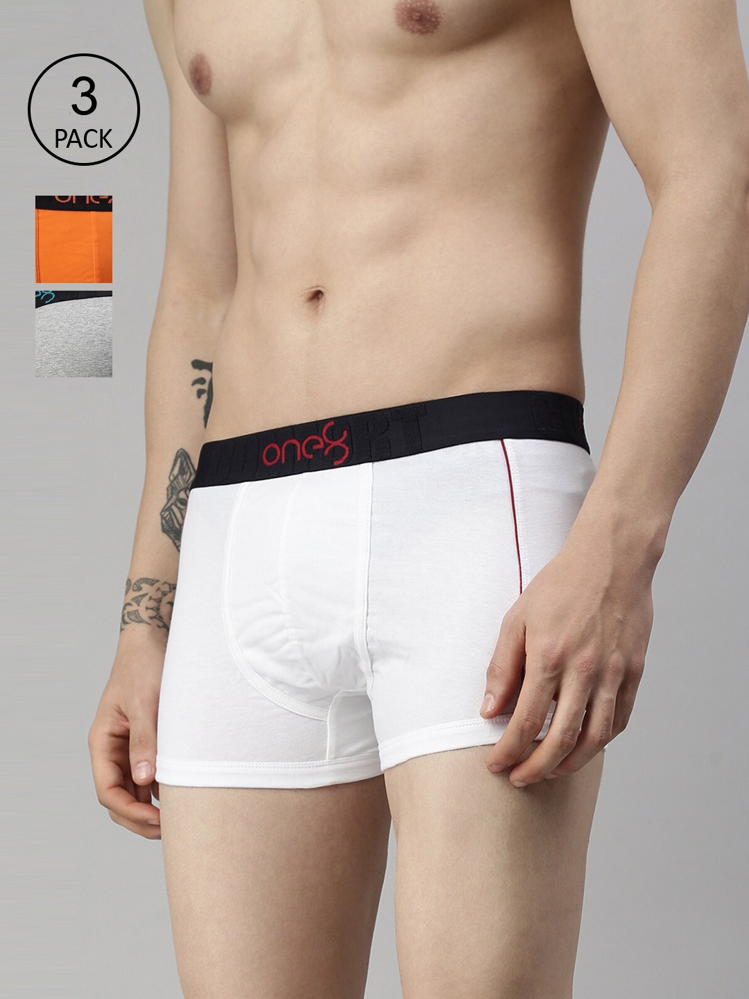 

one8 by Virat Kohli Men Pack Of 3 Solid Trunk, Orange