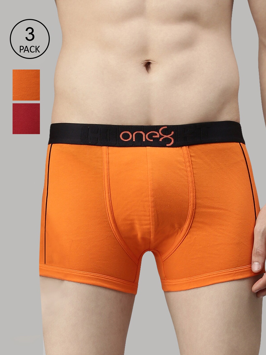 

one8 by Virat Kohli Men Pack Of 3 Solid Cotton Trunk, Maroon
