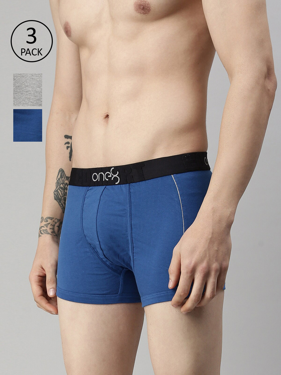 

one8 by Virat Kohli Men Pack Of 3 Cotton Trunks, Grey