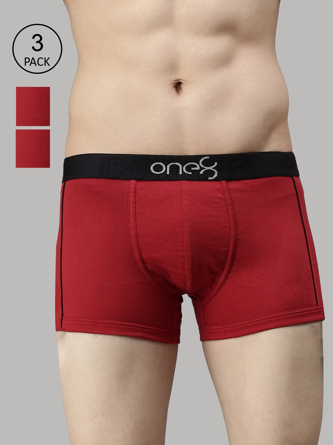

one8 by Virat Kohli Men Pack Of 3 Maroon Solid Cotton Trunk 106-PO3