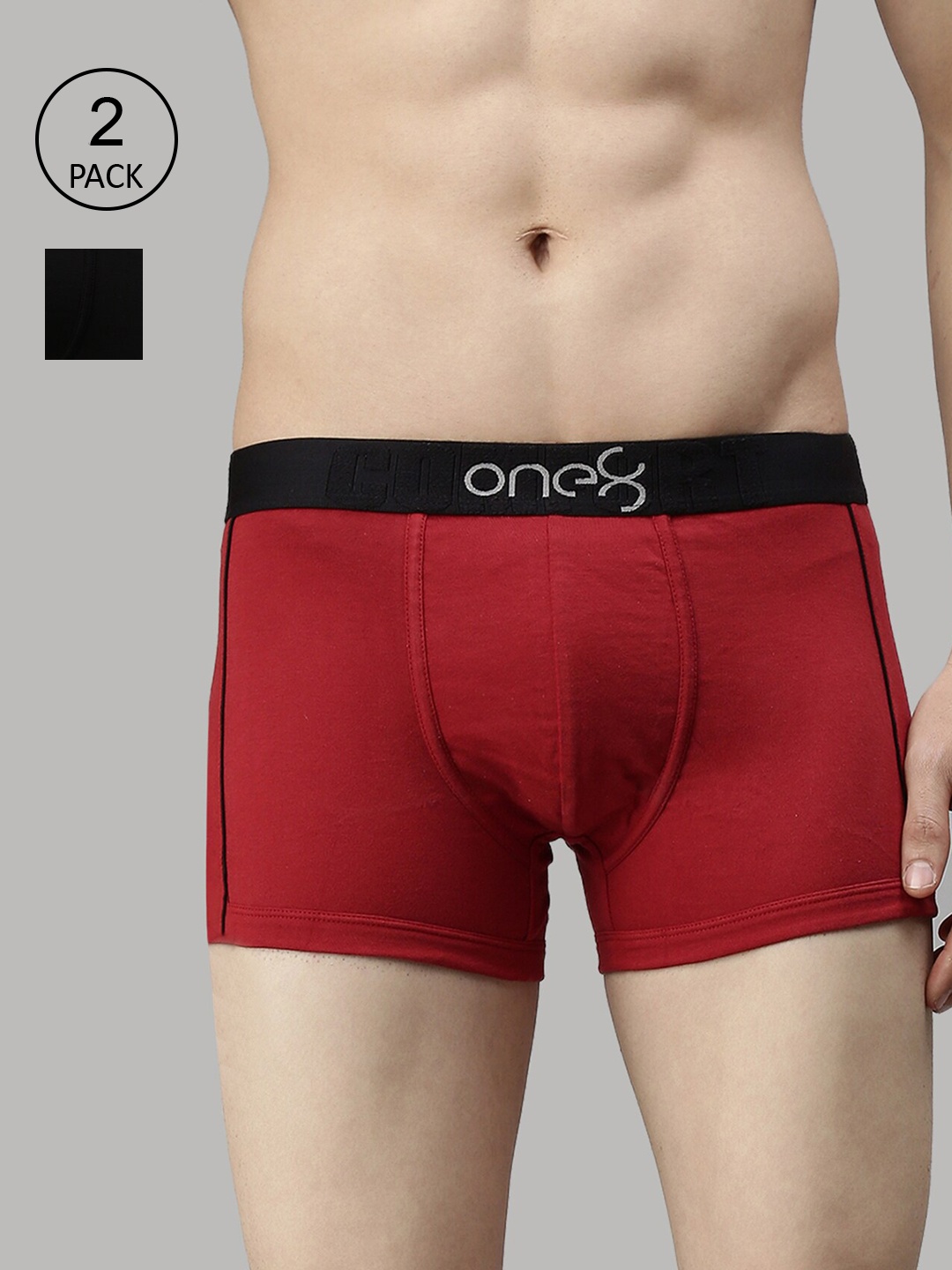 

one8 by Virat Kohli Men Pack Of 3 Solid Pure Cotton Trunk, Black