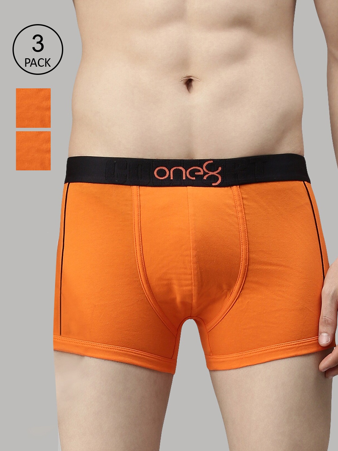 

one8 by Virat Kohli Men Pack Of 3 Cotton Trunks, Orange