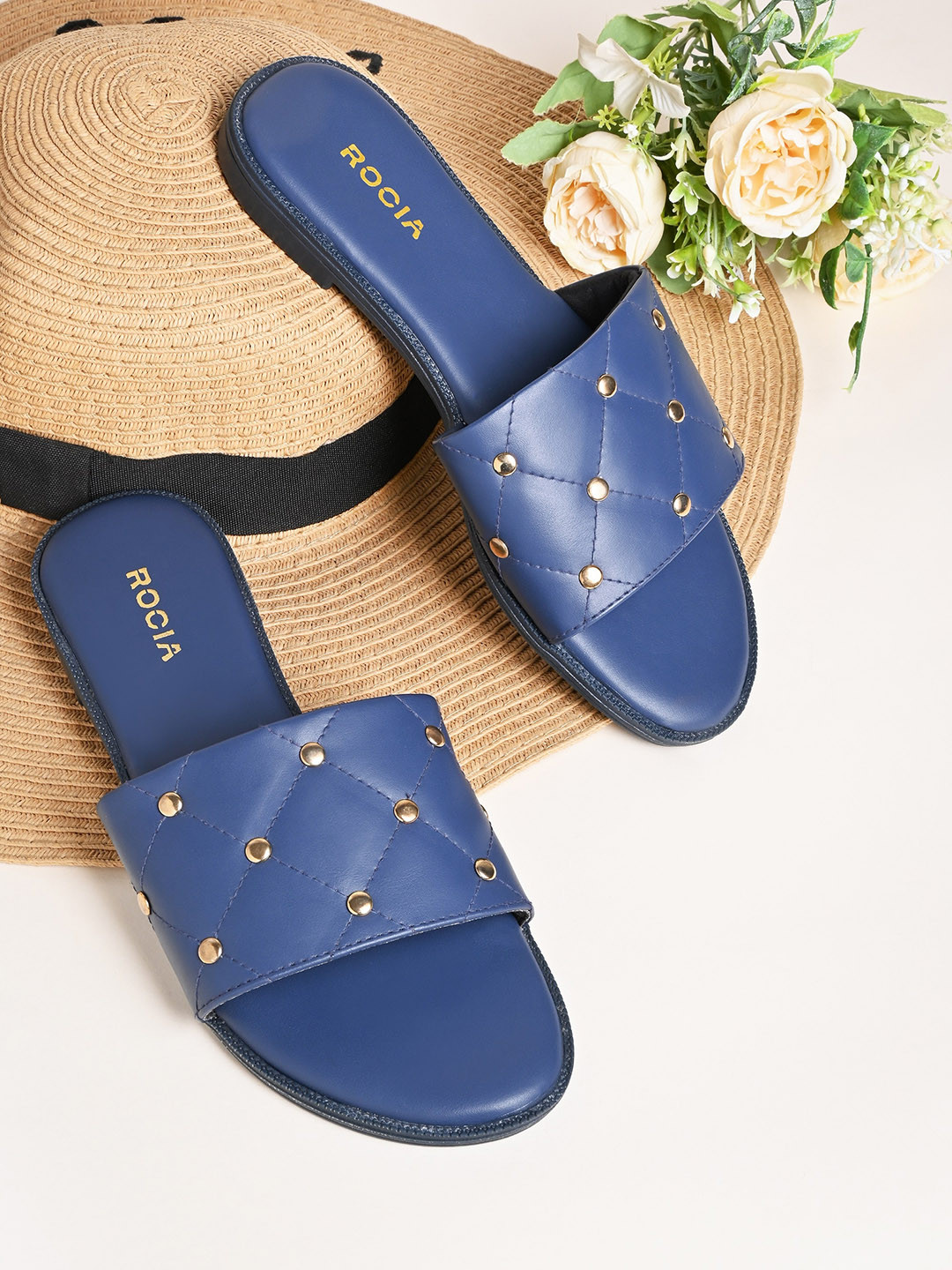 

Rocia Women Blue Embellished Open Toe Flats