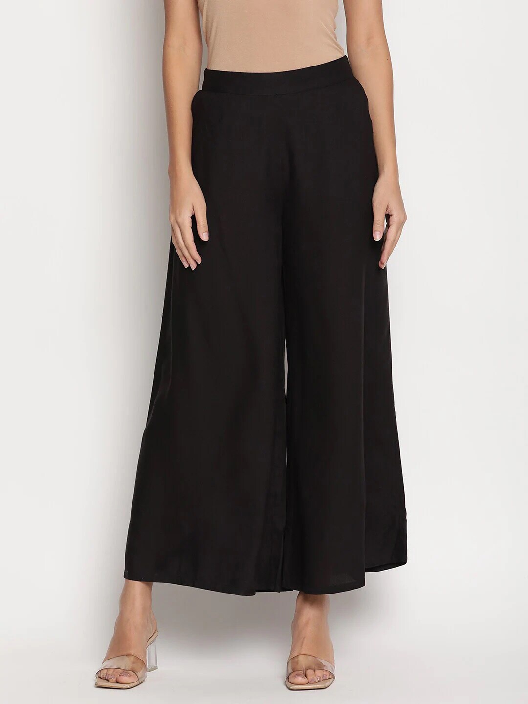 

Be Indi Women Black Solid Flared Ethnic Palazzos