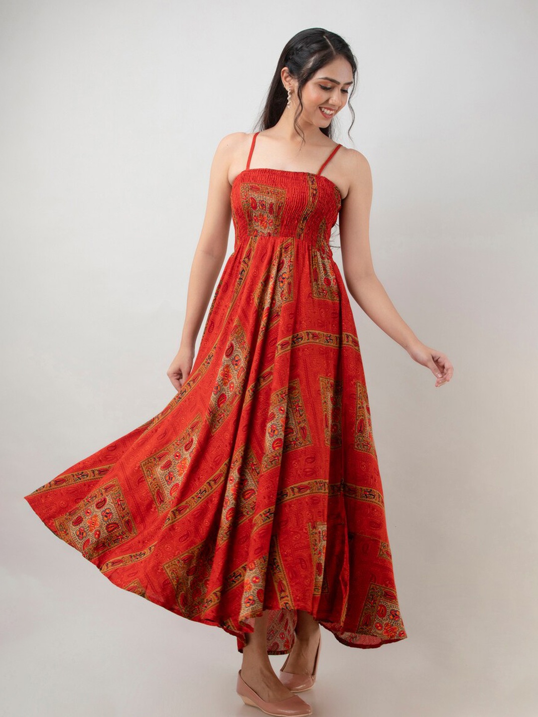 

Aawari Red Floral Maxi Maxi Dress