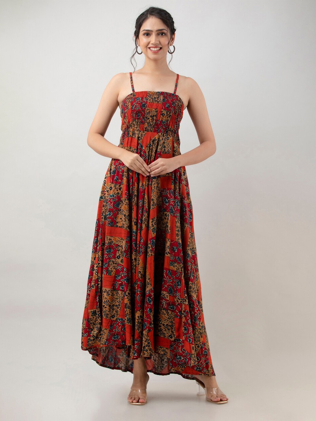 

Aawari Red Floral Maxi Maxi Dress