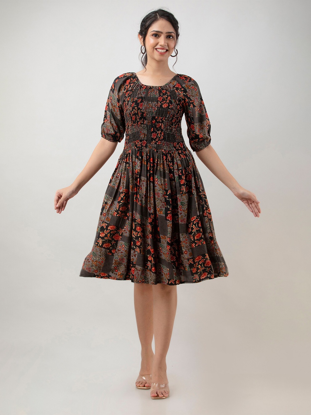 

Aawari Black Floral Dress